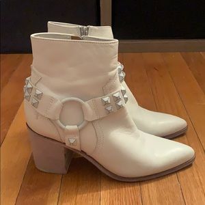 White Flynn Stud Harness Frye Boots